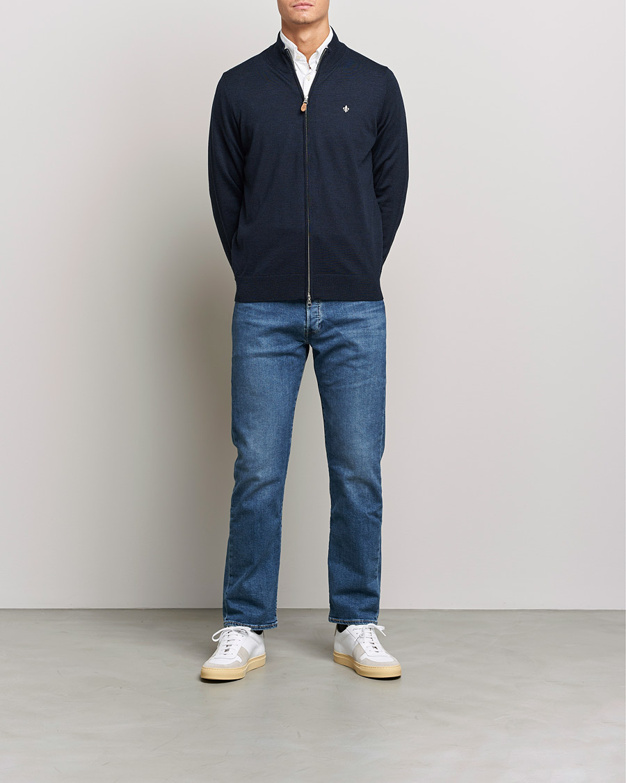 Herre | Gensere | Morris | Merino Zip Cardigan Navy