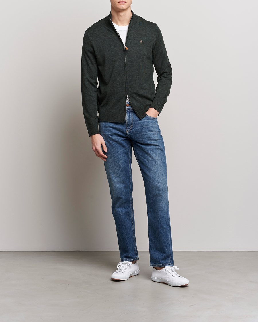 Herre | Gensere | Morris | Merino Full Zip Cardigan Olive