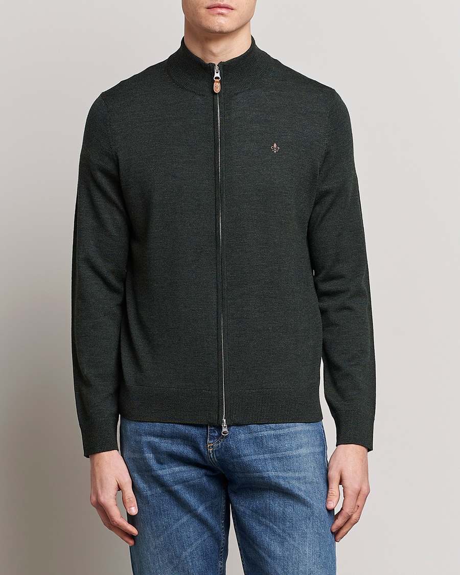 Herre | Trøjer | Morris | Merino Full Zip Cardigan Olive