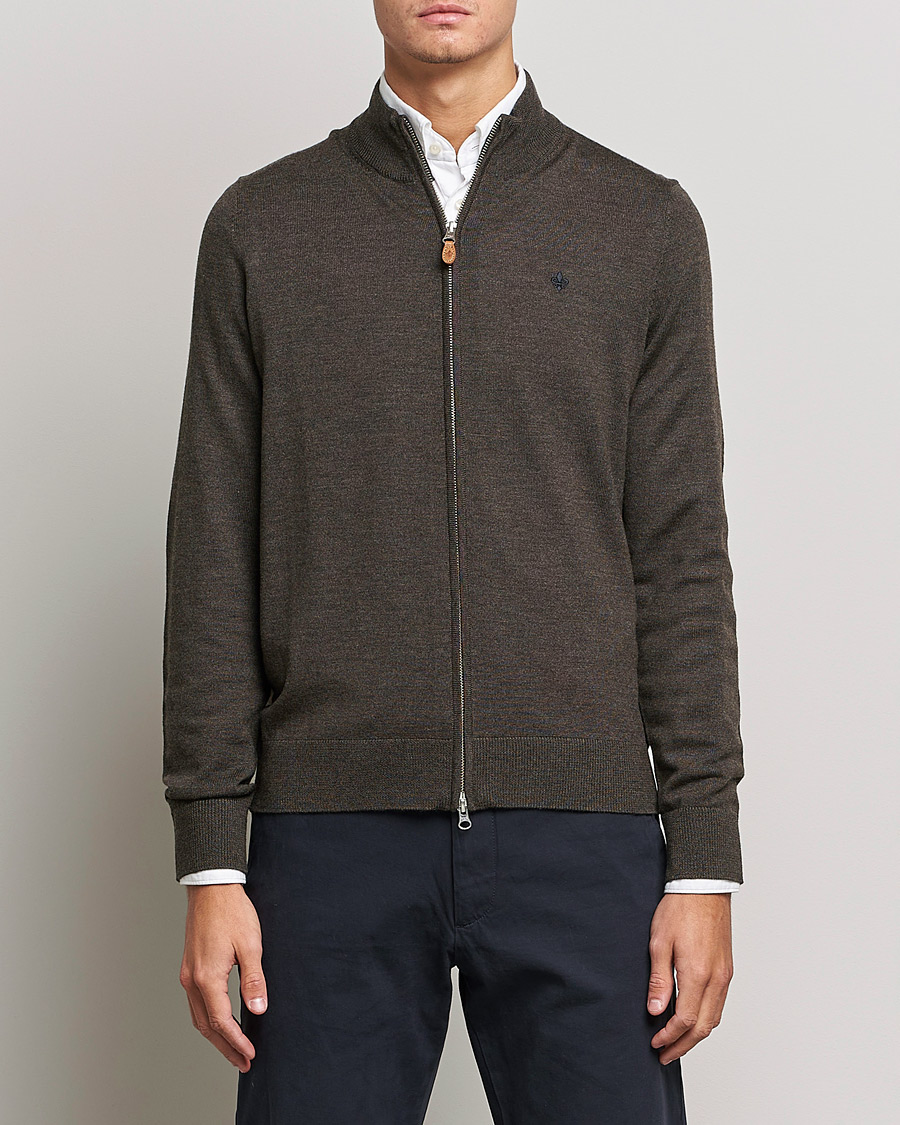 Herre | Gensere | Morris | Merino Full Zip Cardigan Dark Brown