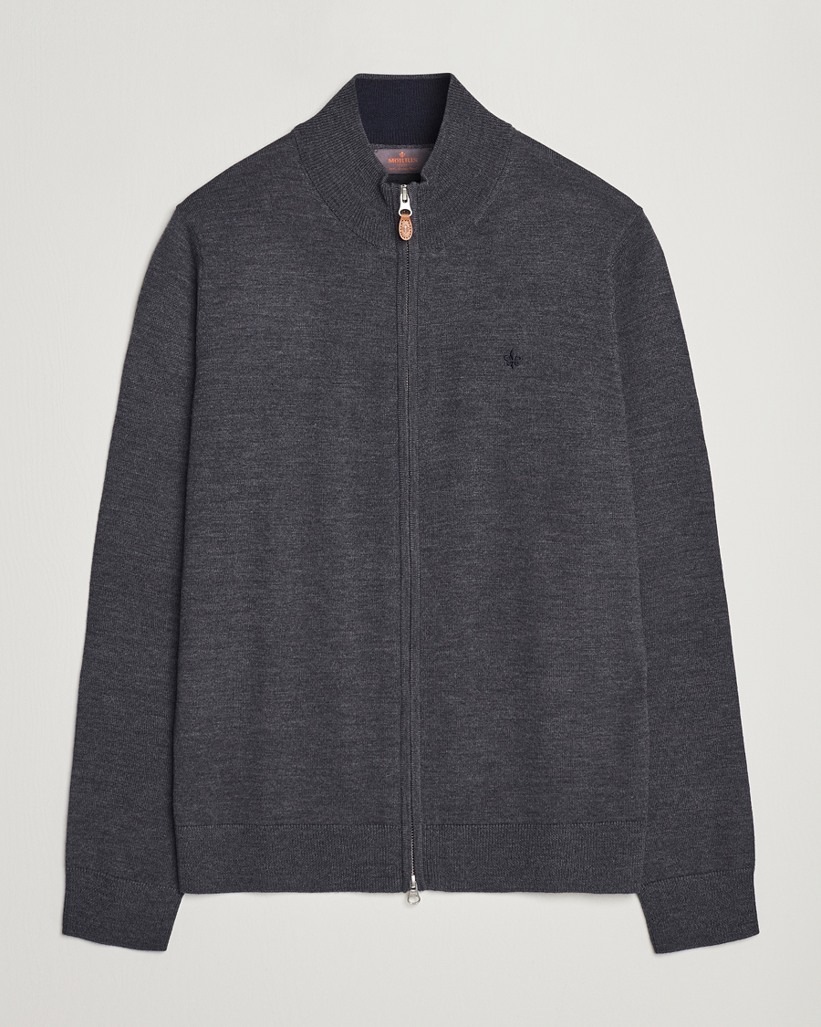 Herre | Gensere | Morris | Merino Full Zip Cardigan Dark Grey