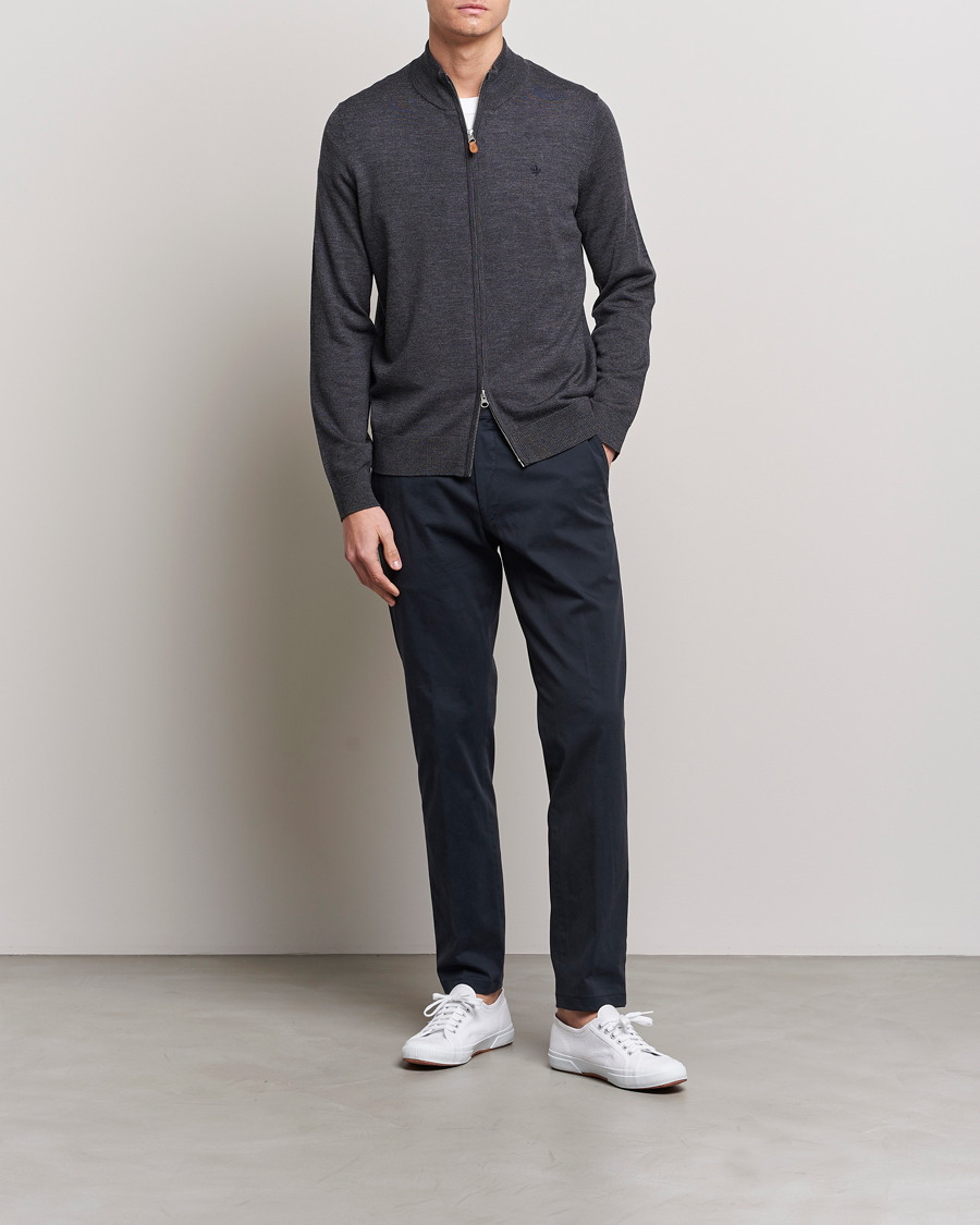 Herre | Gensere | Morris | Merino Full Zip Cardigan Dark Grey