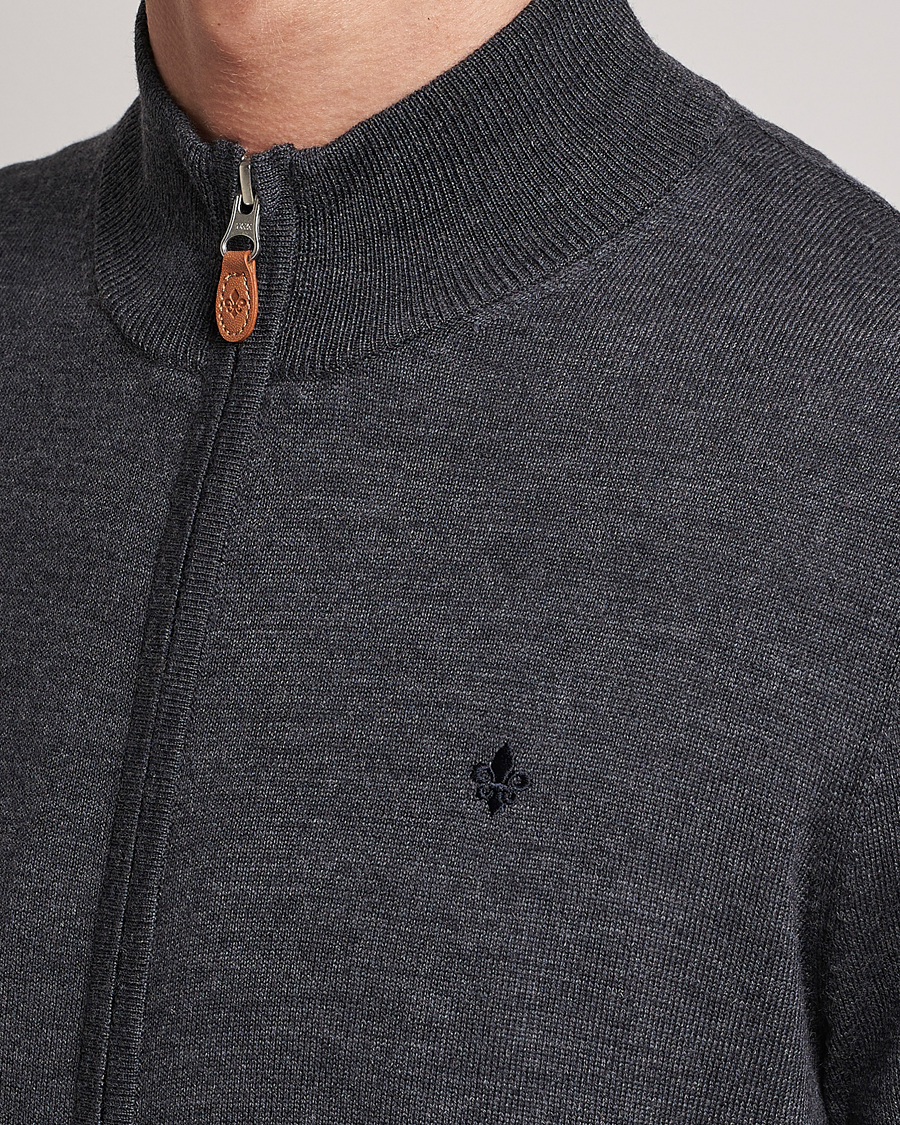 Herre | Gensere | Morris | Merino Full Zip Cardigan Dark Grey