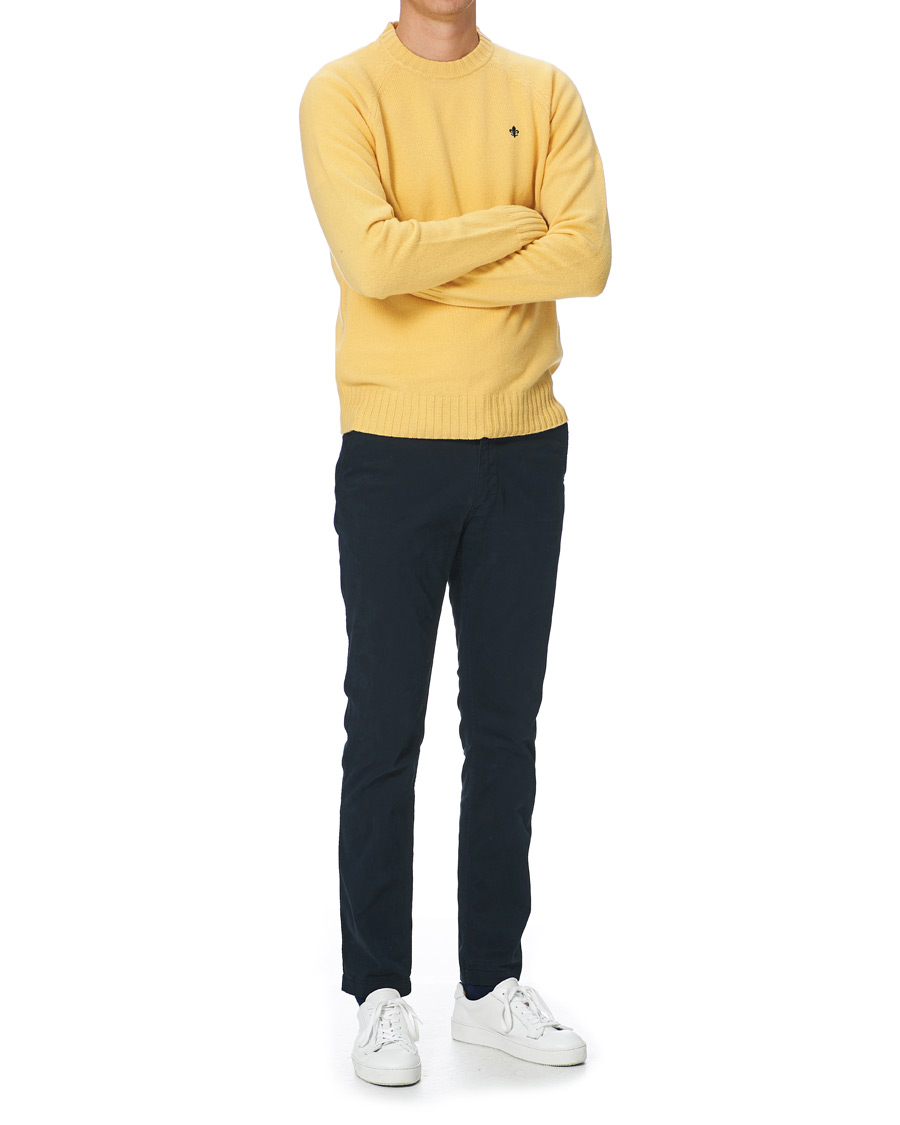 Herre | Gensere | Morris | Lambswool Knitted Crew Neck Yellow