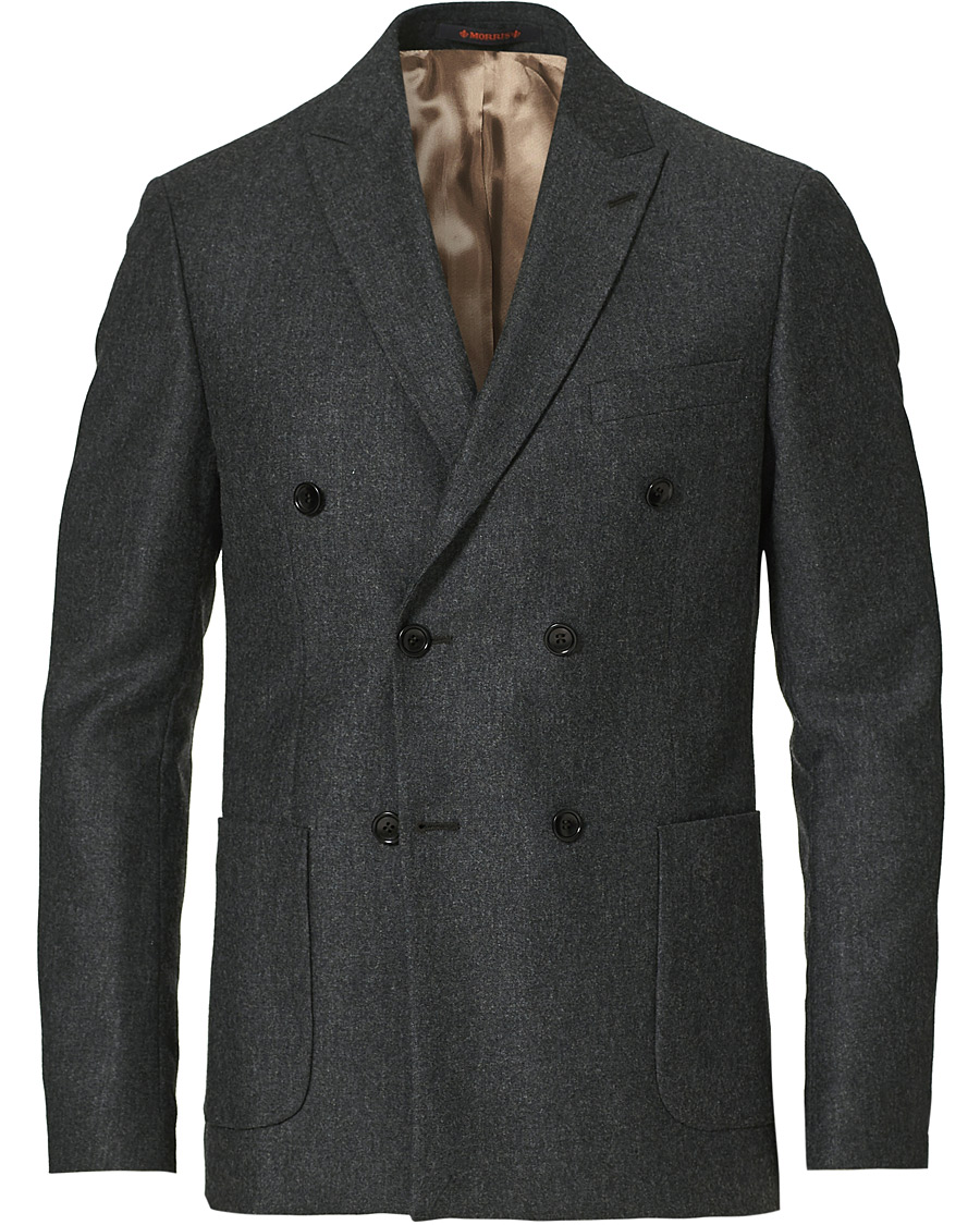 Herre | Dressjakker | Morris | Roger Double Breasted Flannel Blazer Dark Grey