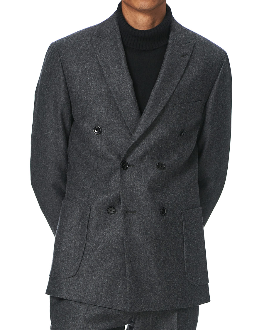 Herre | Dressjakker | Morris | Roger Double Breasted Flannel Blazer Dark Grey