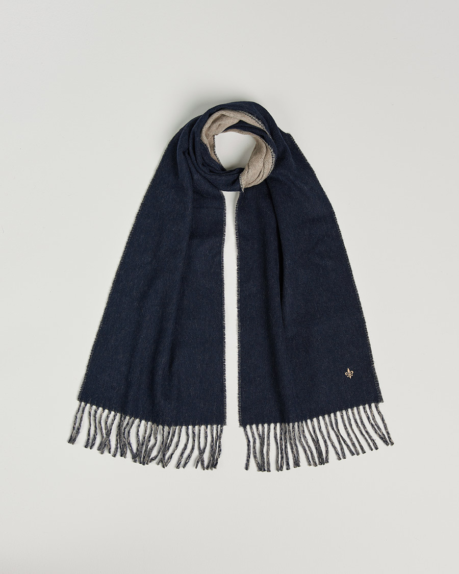 Herre | Morris Double Face Wool Scarf Navy/Beige | Morris | Double Face Wool Scarf Navy/Beige