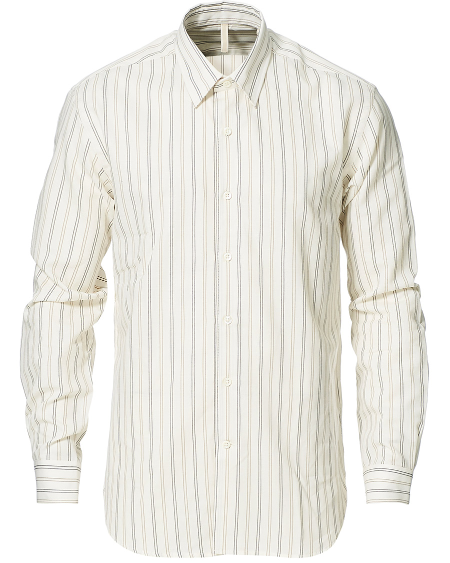 Herre |  | Sunflower | Dan Striped Cotton Shirt Off White