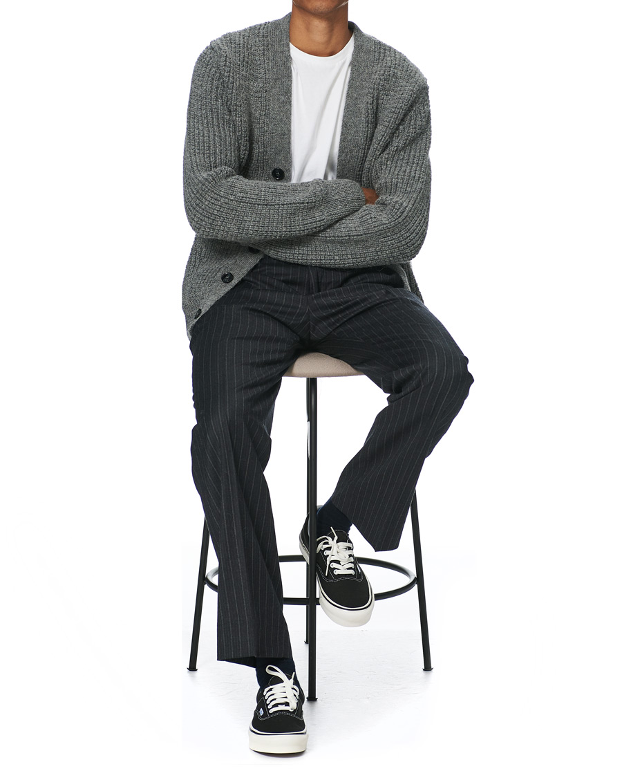 Herre | Bukser | Sunflower | Mac Pinstripe Wool Trousers Charcoal