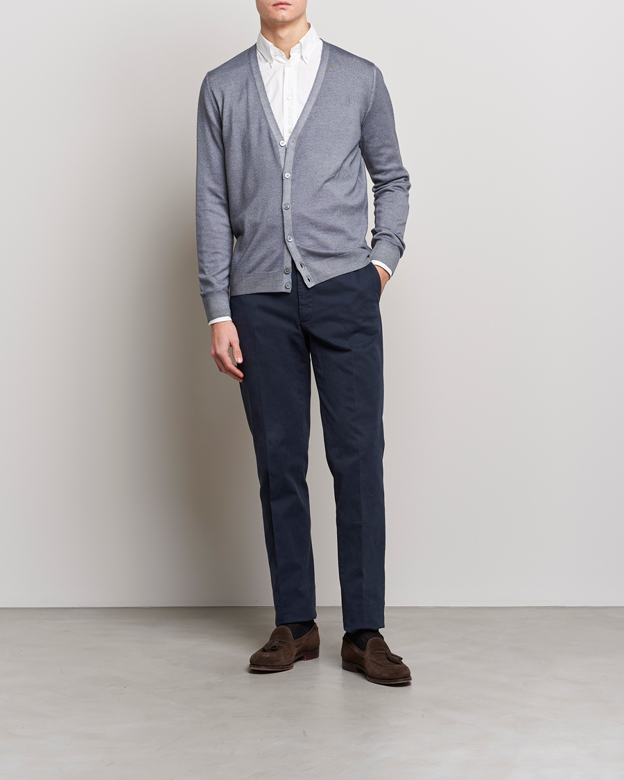 Herre | Gensere | Gran Sasso | Vintage Merino Fashion Fit Cardigan Light Grey