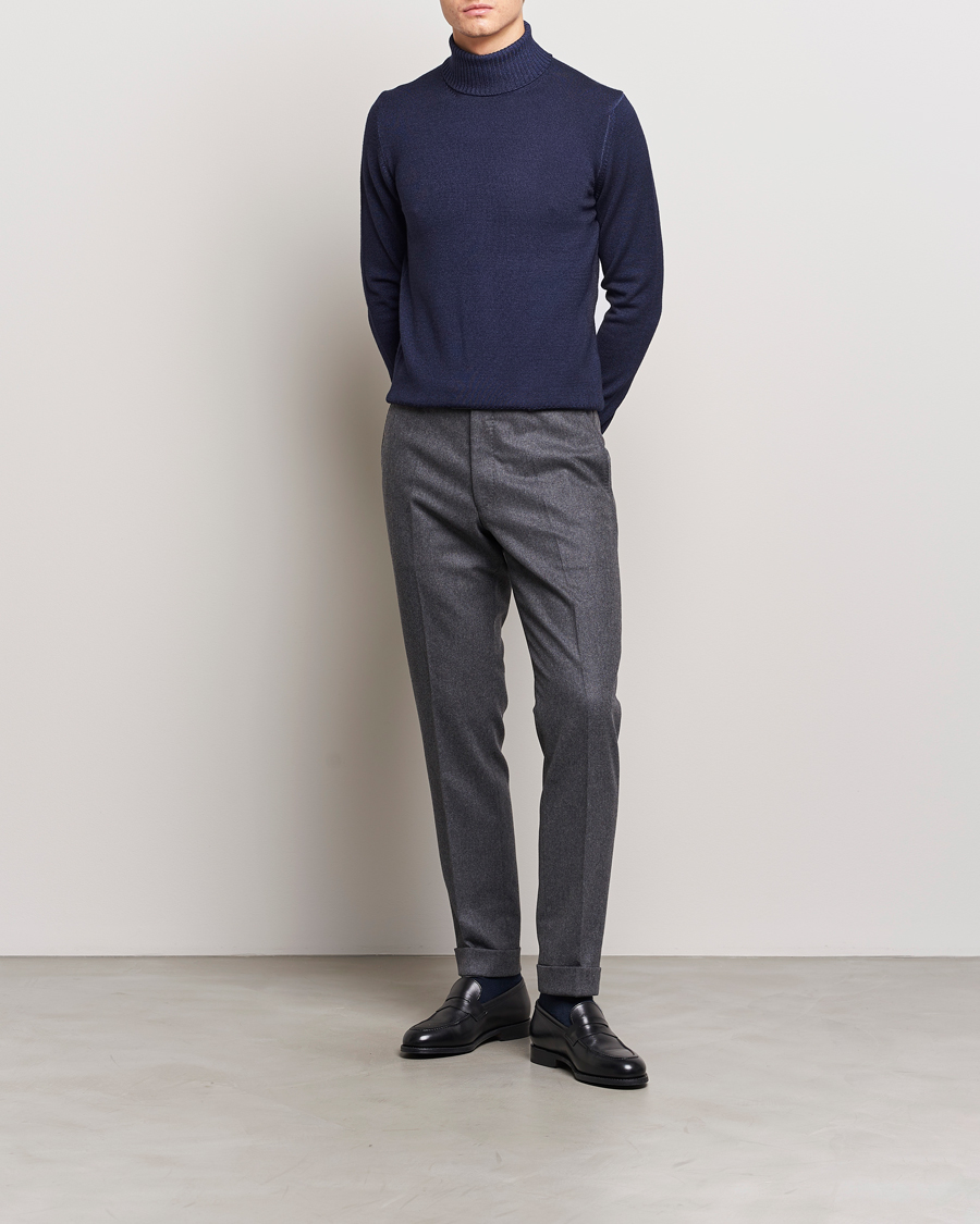 Herre | Gensere | Gran Sasso | Vintage Merino Fashion Fit Polo Navy