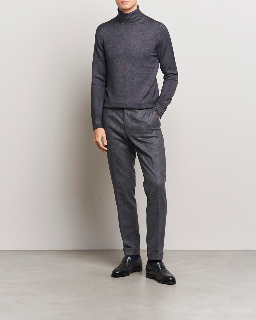 Herre | Gensere | Gran Sasso | Vintage Merino Fashion Fit Polo Asphalt