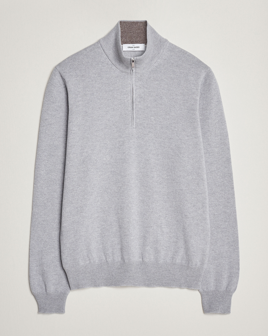 Herre | Gensere | Gran Sasso | Wool/Cashmere Half Zip Light Grey