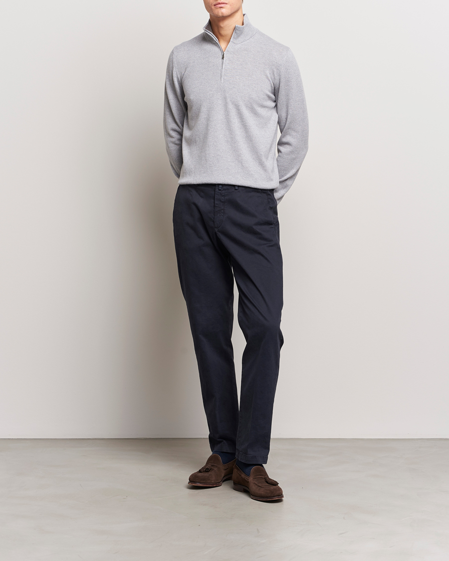 Herre | Gensere | Gran Sasso | Wool/Cashmere Half Zip Light Grey