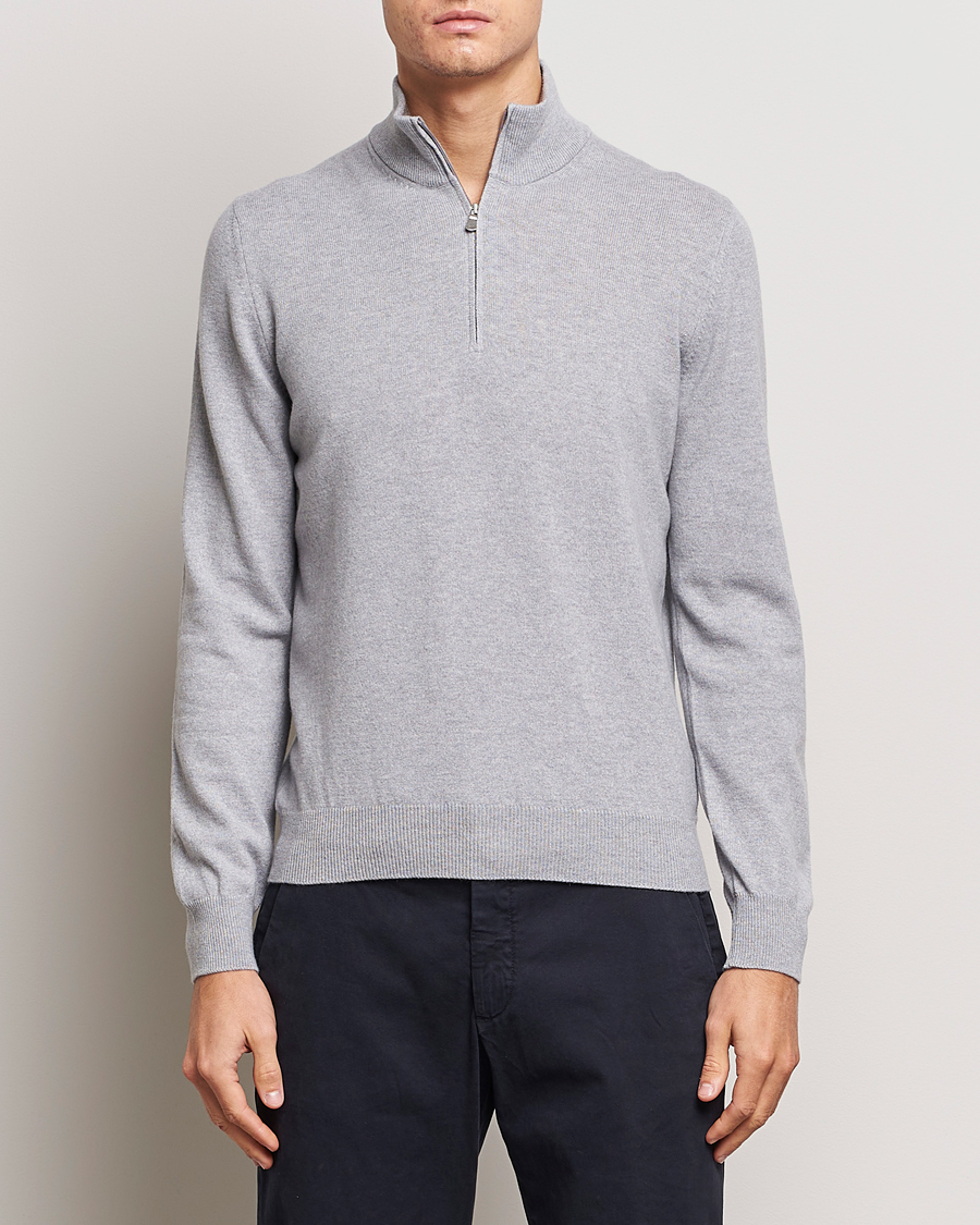 Herre | Gensere | Gran Sasso | Wool/Cashmere Half Zip Light Grey