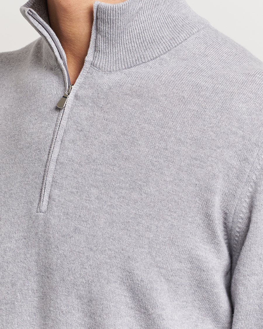 Herre | Gensere | Gran Sasso | Wool/Cashmere Half Zip Light Grey