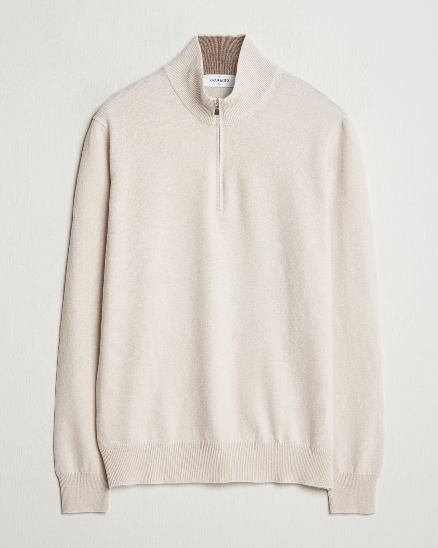 Herre | Gensere | Gran Sasso | Wool/Cashmere Half Zip Cream