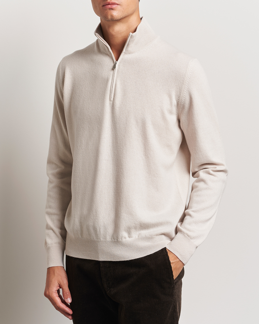 Herre | Gensere | Gran Sasso | Wool/Cashmere Half Zip Cream