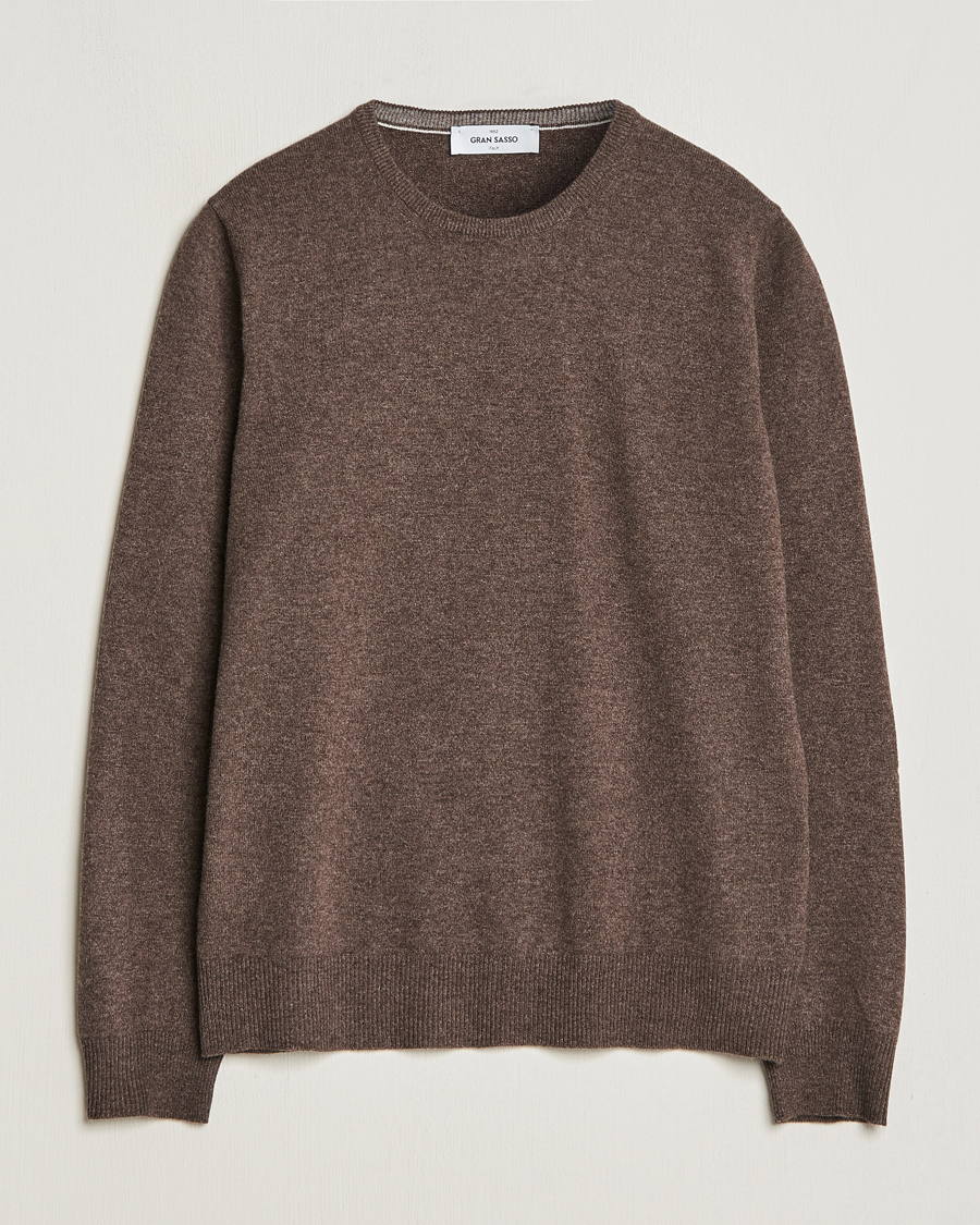 Herre | Gensere | Gran Sasso | Wool/Cashmere Crew Neck Brown Melange