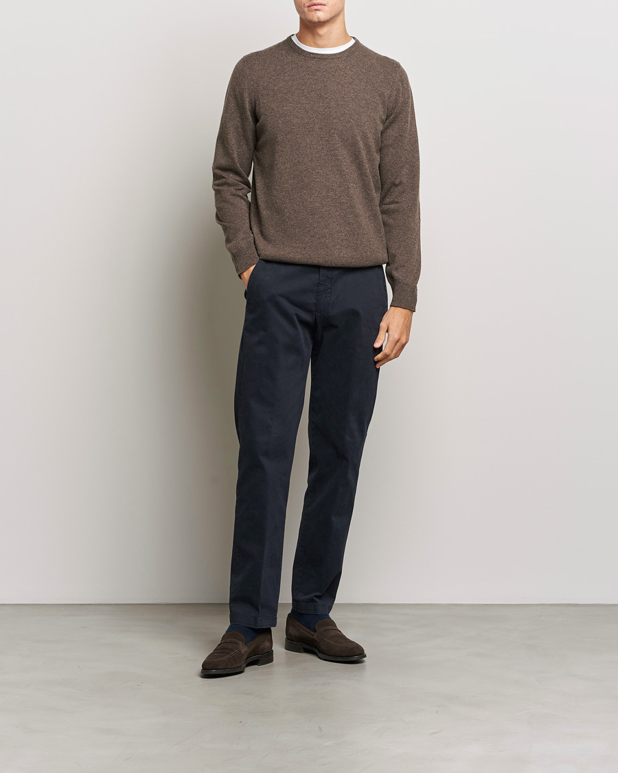Herre | Gensere | Gran Sasso | Wool/Cashmere Crew Neck Brown Melange