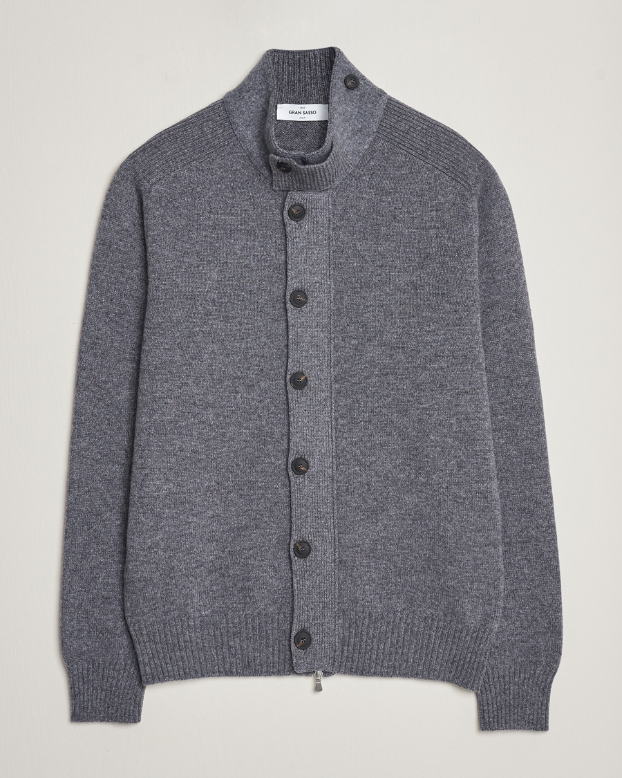 Herre | Gensere | Gran Sasso | Heavy Wool Cardigan Grey Melange