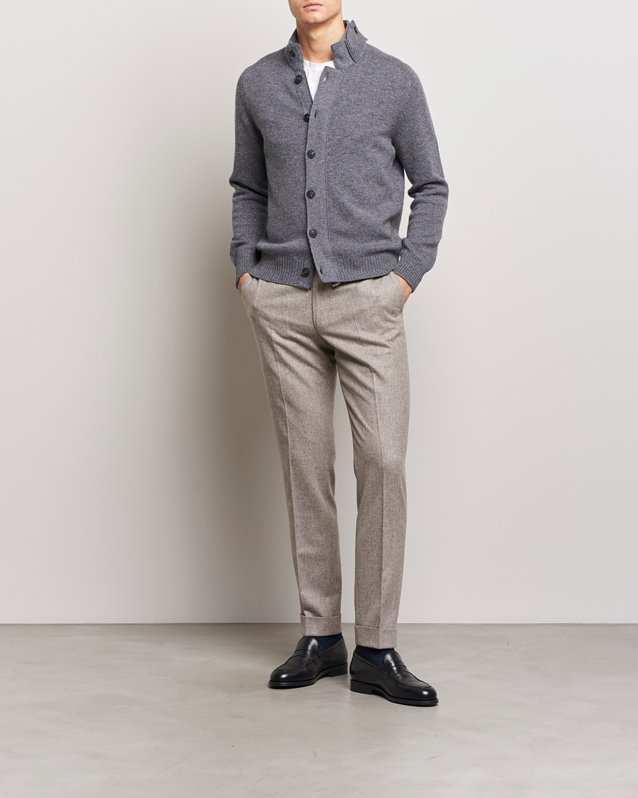 Herre | Gensere | Gran Sasso | Heavy Wool Cardigan Grey Melange