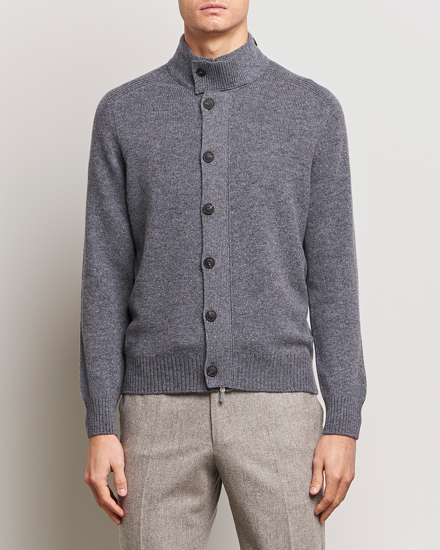 Herre | Gensere | Gran Sasso | Heavy Wool Cardigan Grey Melange