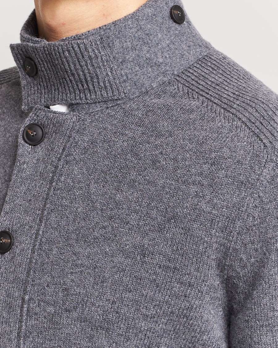 Herre | Gensere | Gran Sasso | Heavy Wool Cardigan Grey Melange