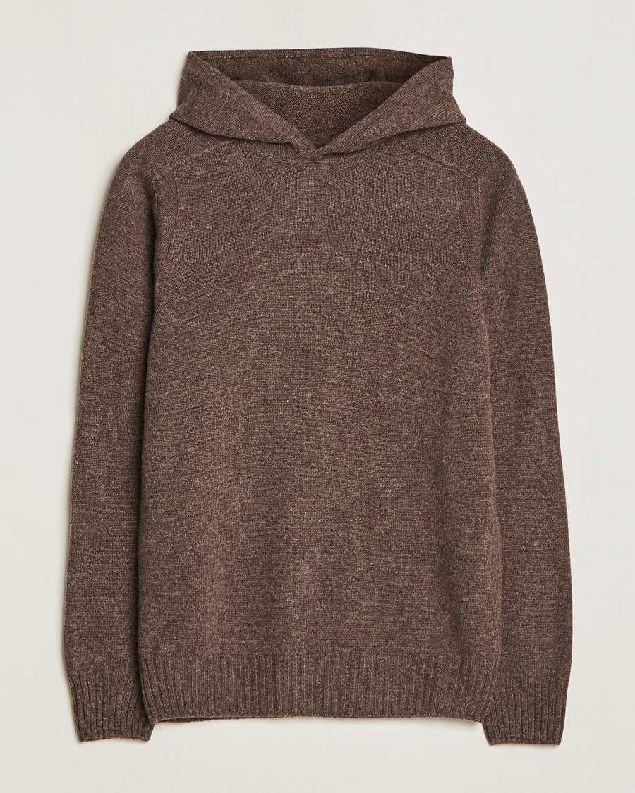 Herre | Gensere | Gran Sasso | Wool Hoodie Brown Melange