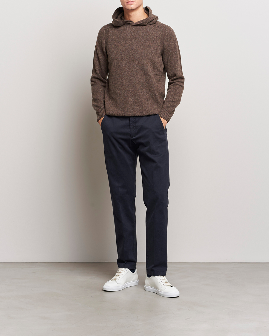 Herre | Gensere | Gran Sasso | Wool Hoodie Brown Melange