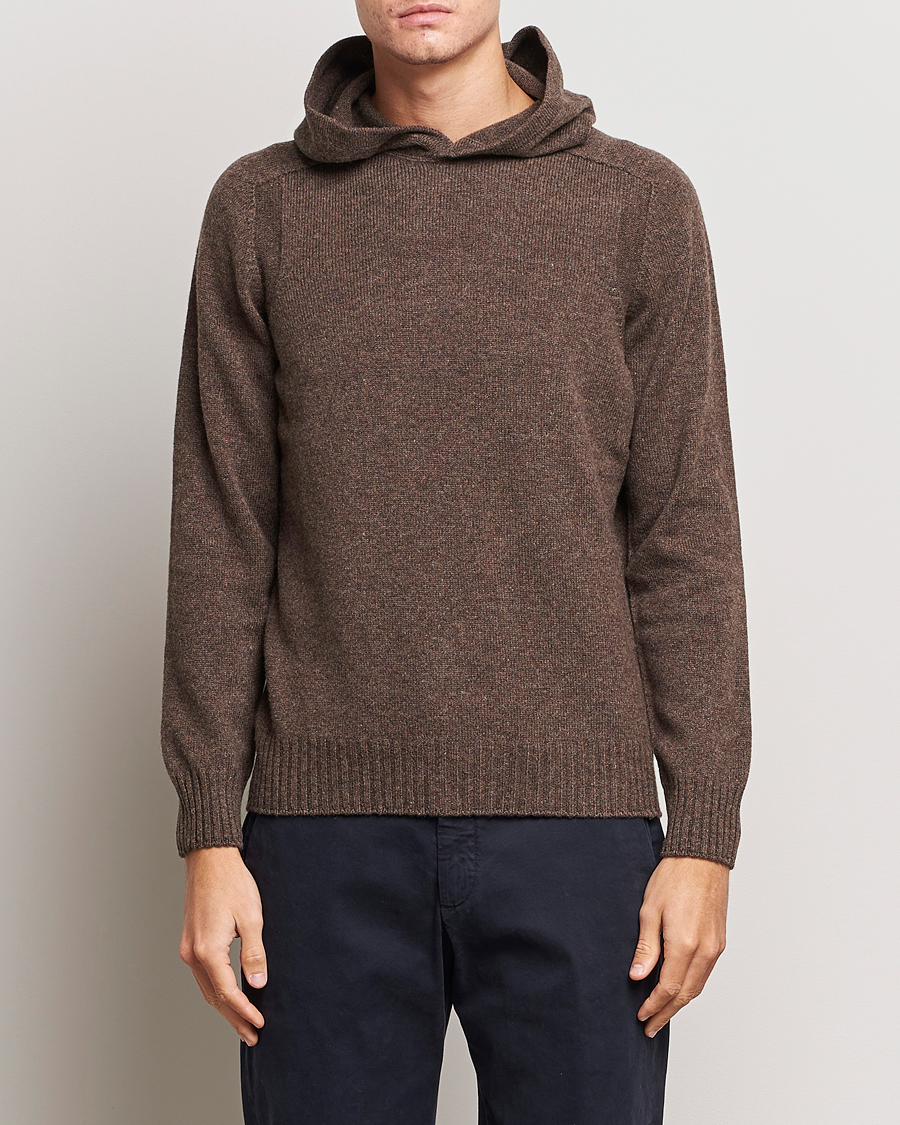 Herre | Gensere | Gran Sasso | Wool Hoodie Brown Melange