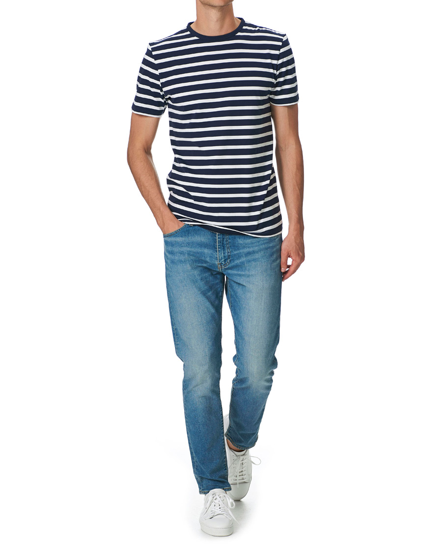 Herre | T-Shirts | Stenströms | Striped Cotton Tee Navy/White