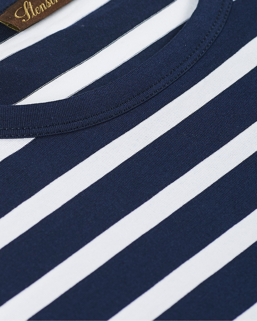 Herre | T-Shirts | Stenströms | Striped Cotton Tee Navy/White