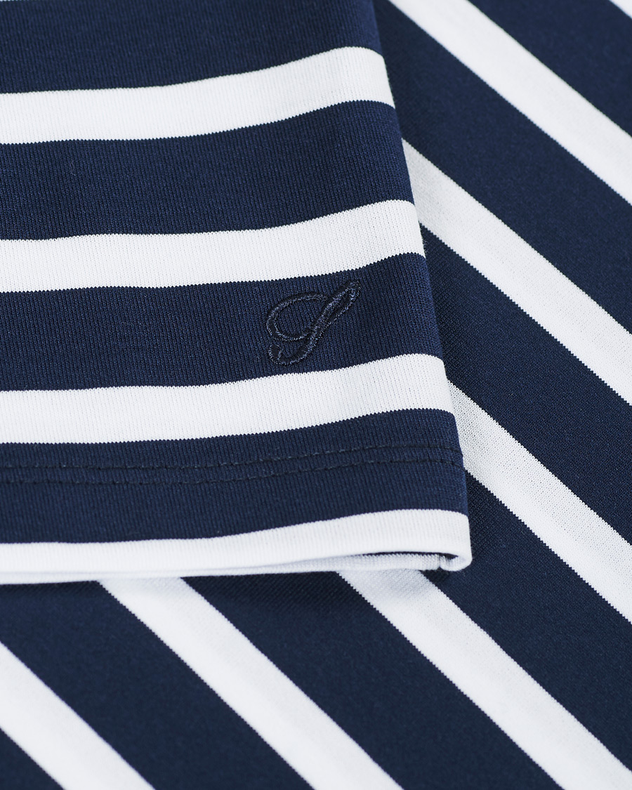 Herre | T-Shirts | Stenströms | Striped Cotton Tee Navy/White