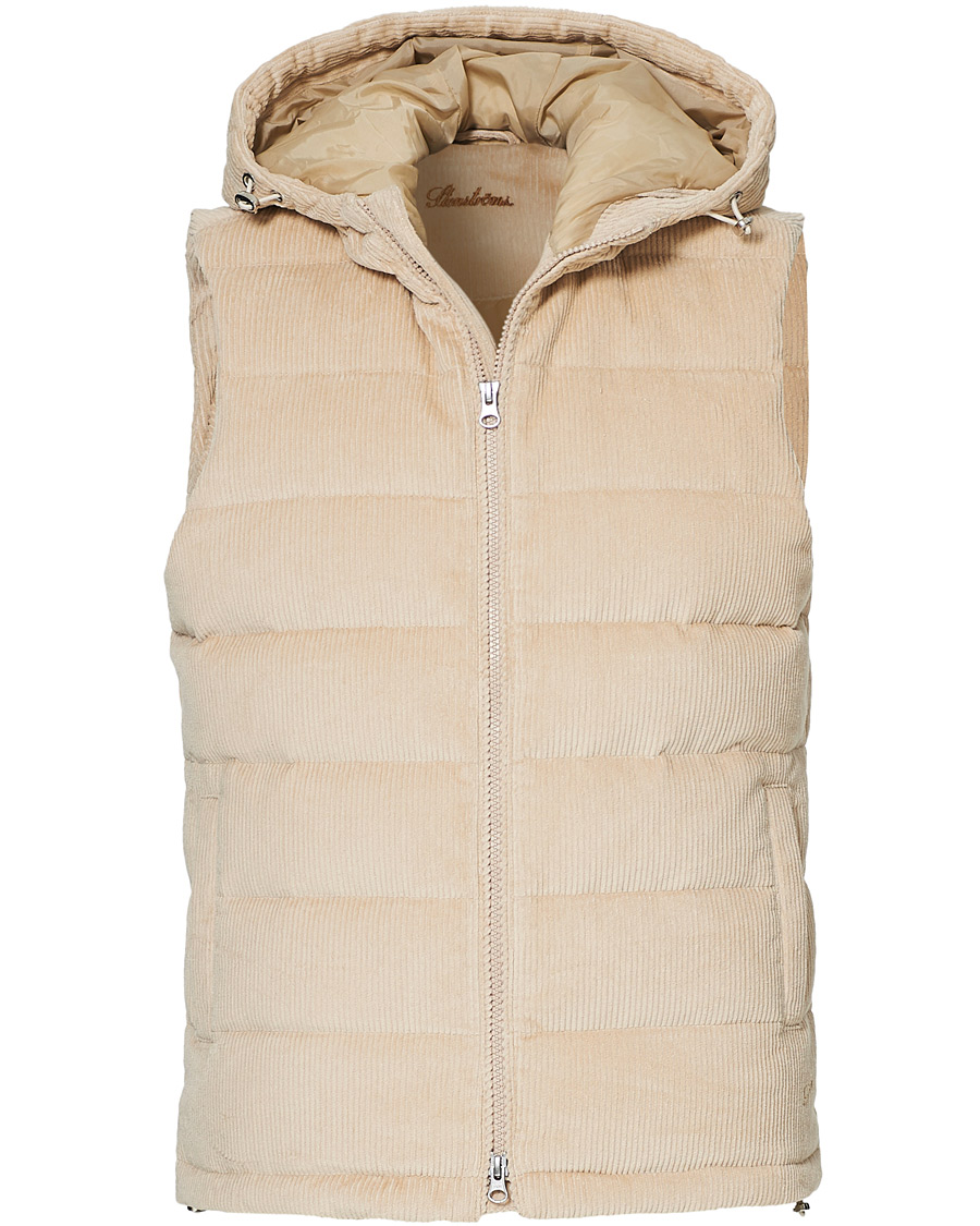 Herre | Jakker | Stenströms | Padded Corduroy Hood Vest Creme