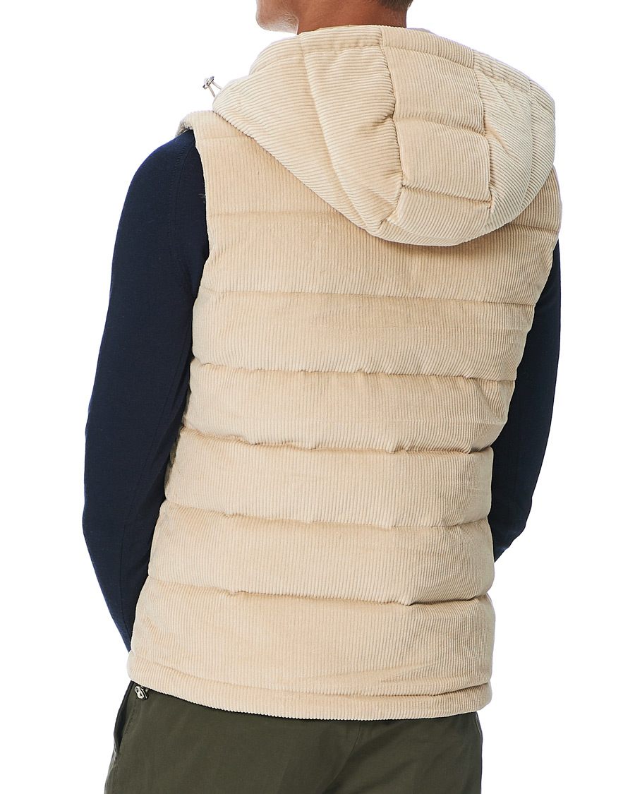 Herre | Jakker | Stenströms | Padded Corduroy Hood Vest Creme