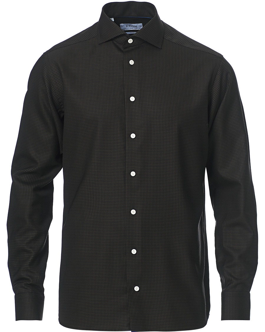 Herre | Skjorter | Eton | Slim Fit Checked Brushed Merino Shirt Brown