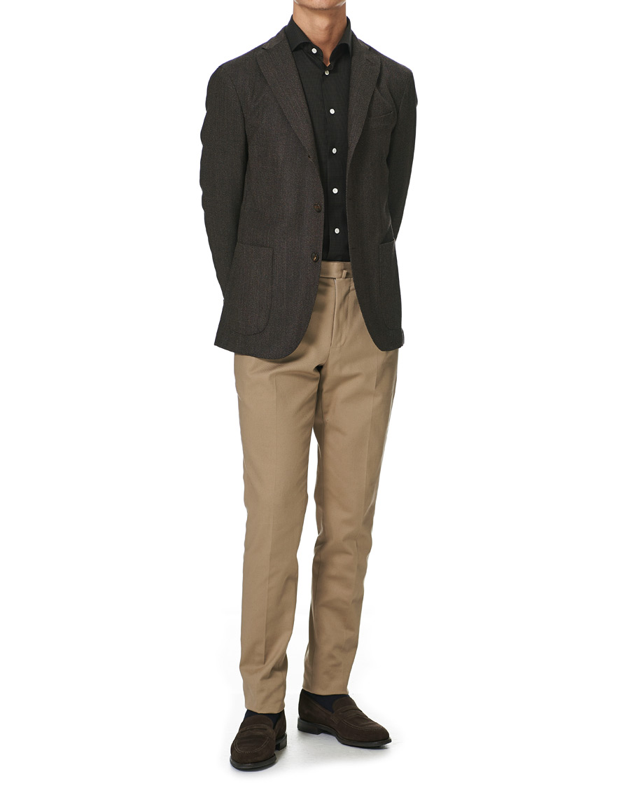 Herre | Skjorter | Eton | Slim Fit Checked Brushed Merino Shirt Brown