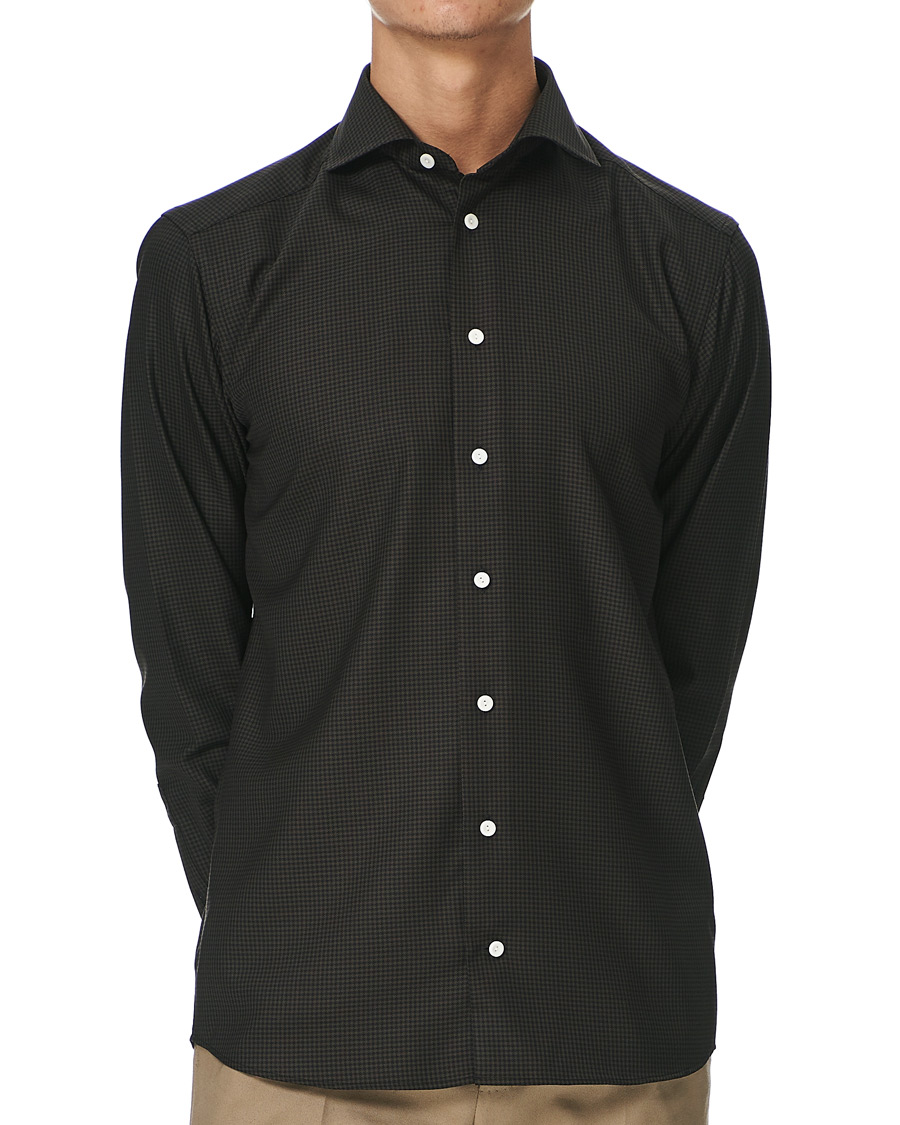Herre | Skjorter | Eton | Slim Fit Checked Brushed Merino Shirt Brown