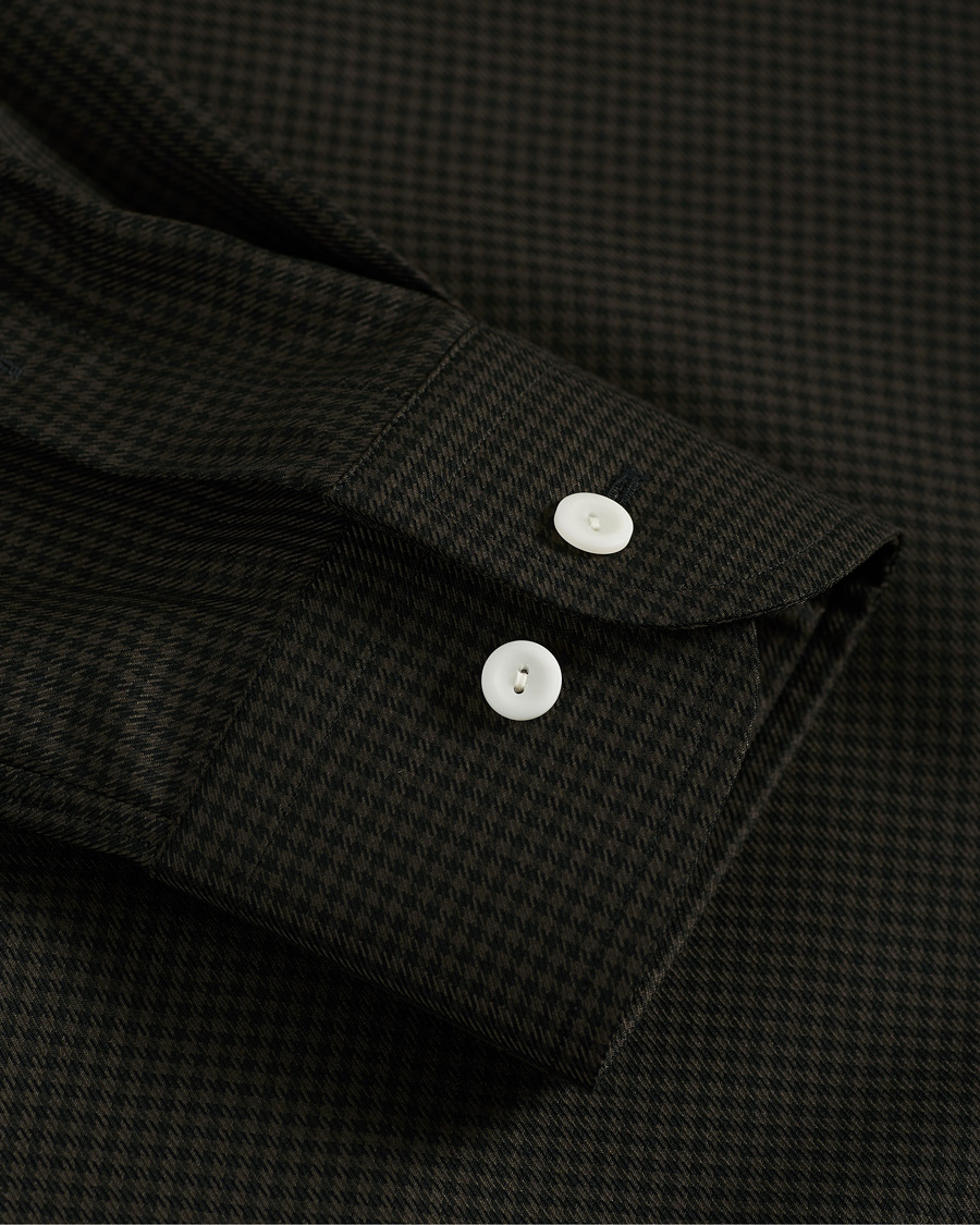 Herre | Skjorter | Eton | Slim Fit Checked Brushed Merino Shirt Brown