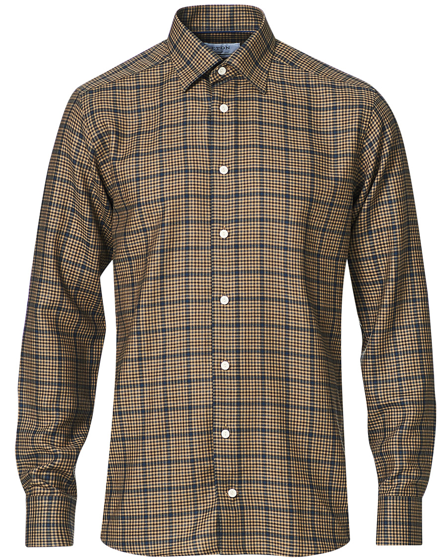 Herre | Skjorter | Eton | Slim Fit Big Checked Brushed Merino Shirt Brown