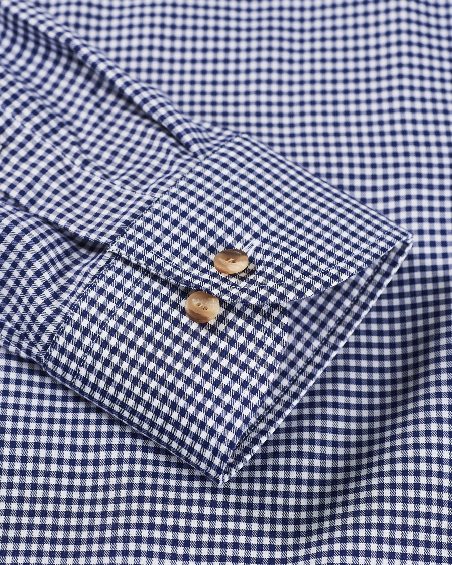 Herre | Skjorter | Eton | Slim Fit Lightweight Flannel Checked Shirt Blue