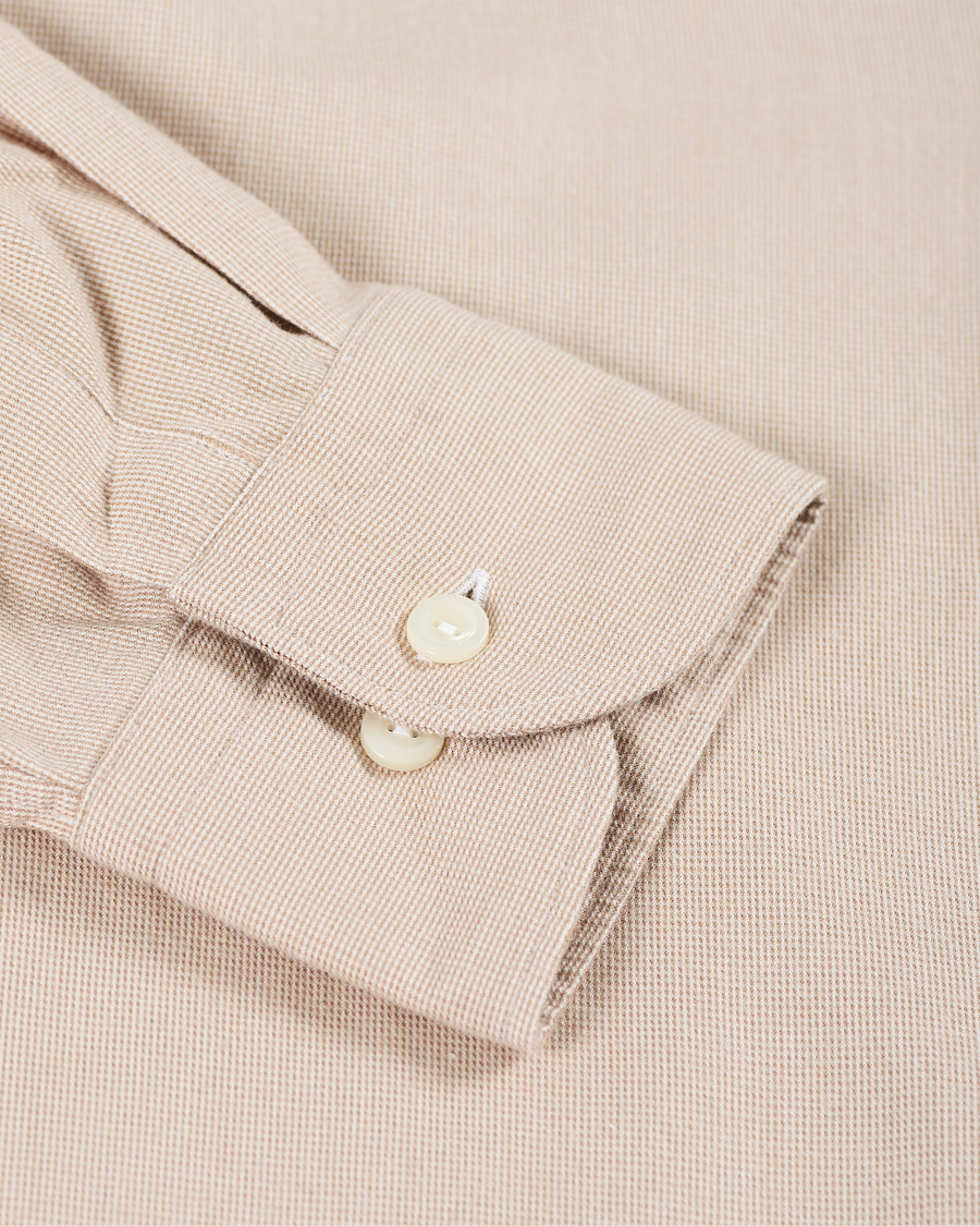 Herre | Skjorter | Eton | Slim Fit Micro Structured Flannel Shirt Beige