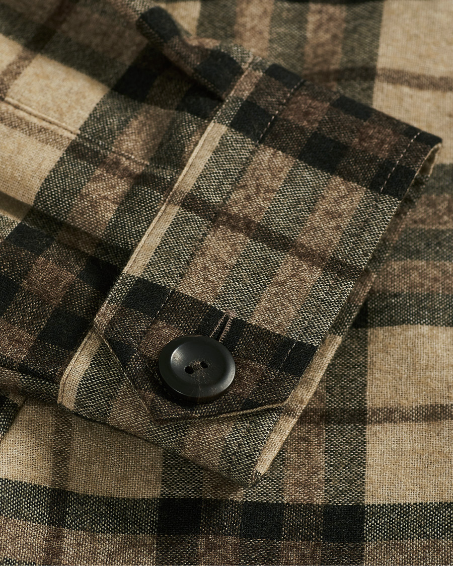 Herre | Skjorter | Eton | Cotton/Wool/Cashmere Checked Overshirt Sand