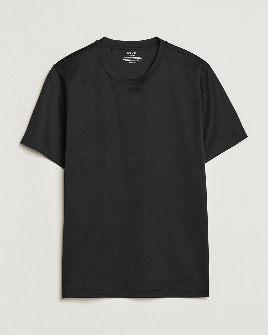 Herre |  | Eton | Filo Di Scozia Cotton T-Shirt Black