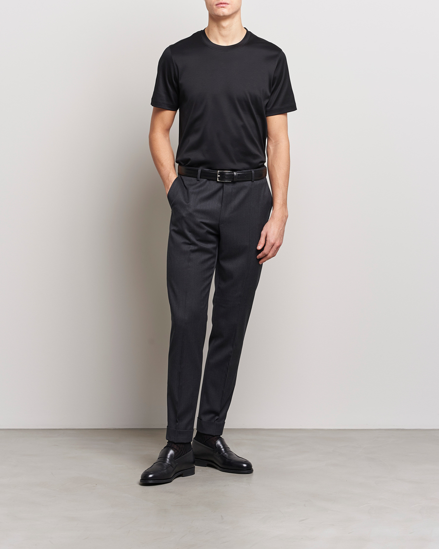 Herre | T-Shirts | Eton | Filo Di Scozia Cotton T-Shirt Black