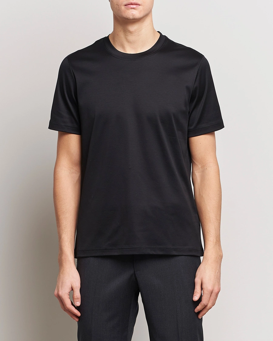 Herre | Eton | Eton | Filo Di Scozia Cotton T-Shirt Black