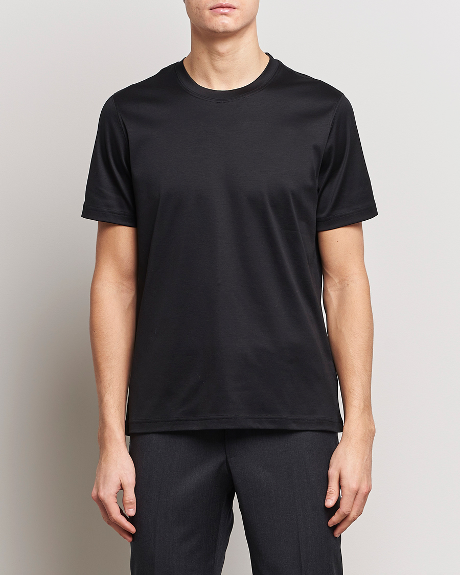 Herre | Avdelinger | Eton | Filo Di Scozia Cotton T-Shirt Black