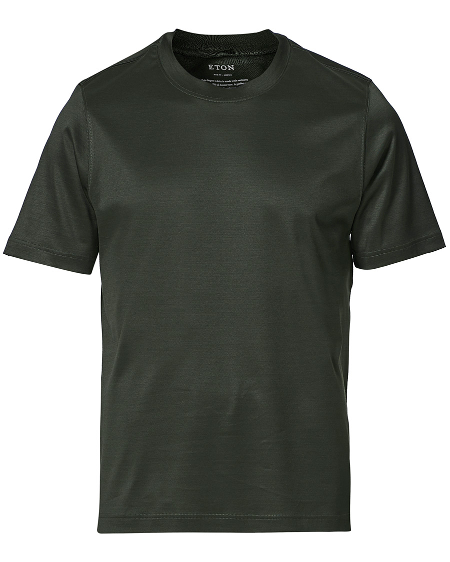 Herre |  | Eton | Filo Di Scozia Cotton T-Shirt Dark Green