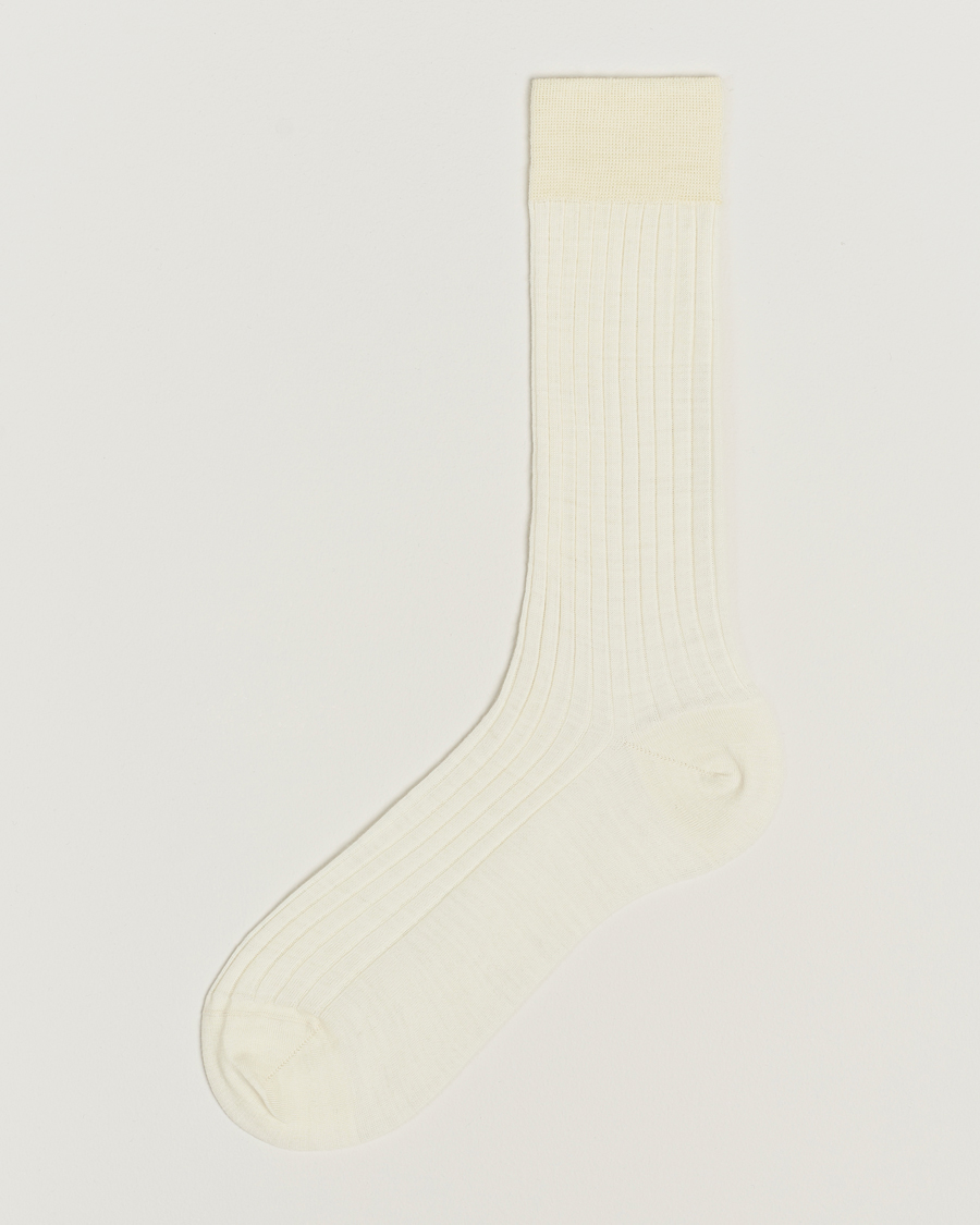 Herre | Undertøy | Bresciani | Wool/Nylon Ribbed Short Socks White